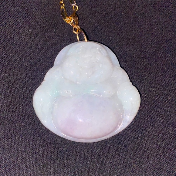 14K gold jade buddha pendant